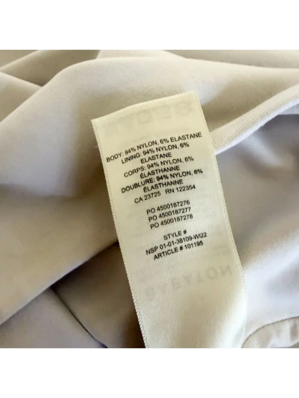 Aritzia Babaton Long Sleeve Crew Neck Crop Top White Double Layer Stretch Small
